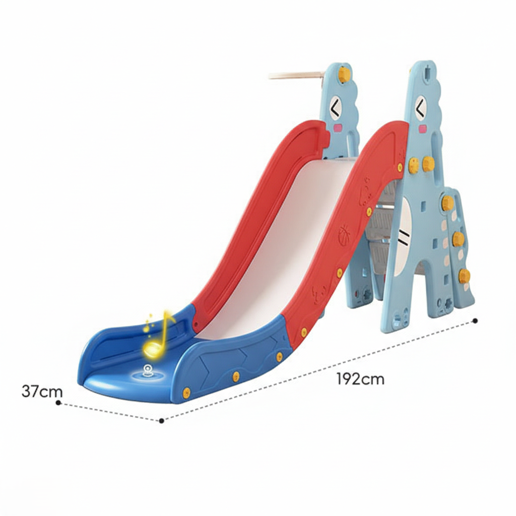 Premium 3-in-1 Foldable Toddler Slide & Basketball Hoop Set | Extra-Long
