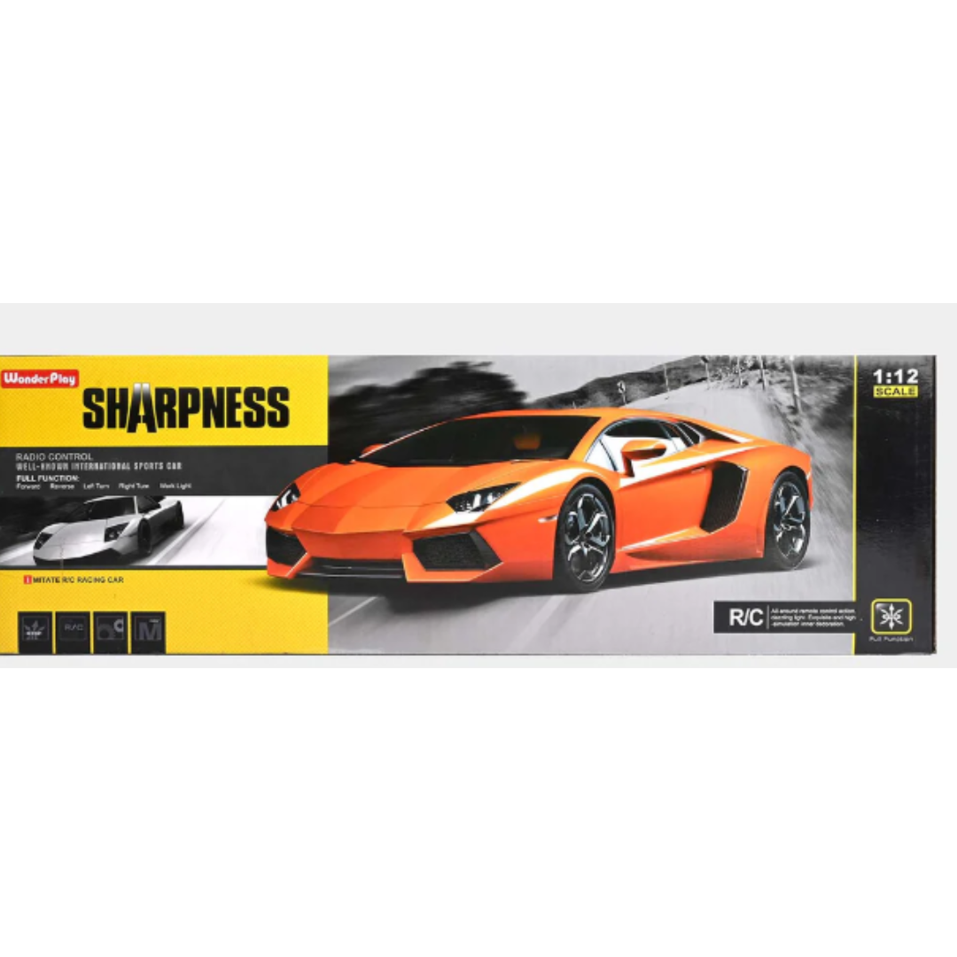 Wonder Play Sharpness 1:12 Large Scale RC Sports Car - High Simulation Remote Control Racing Car with LED Work Lights for Kids