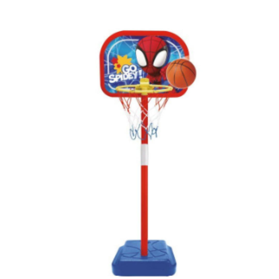 Marvel Spidey and His Amazing Friends Spider-Man Basketball Set - Adjustable Portable Kids Mini Basketball Hoop Ring Toy Kit (Ages 3+)