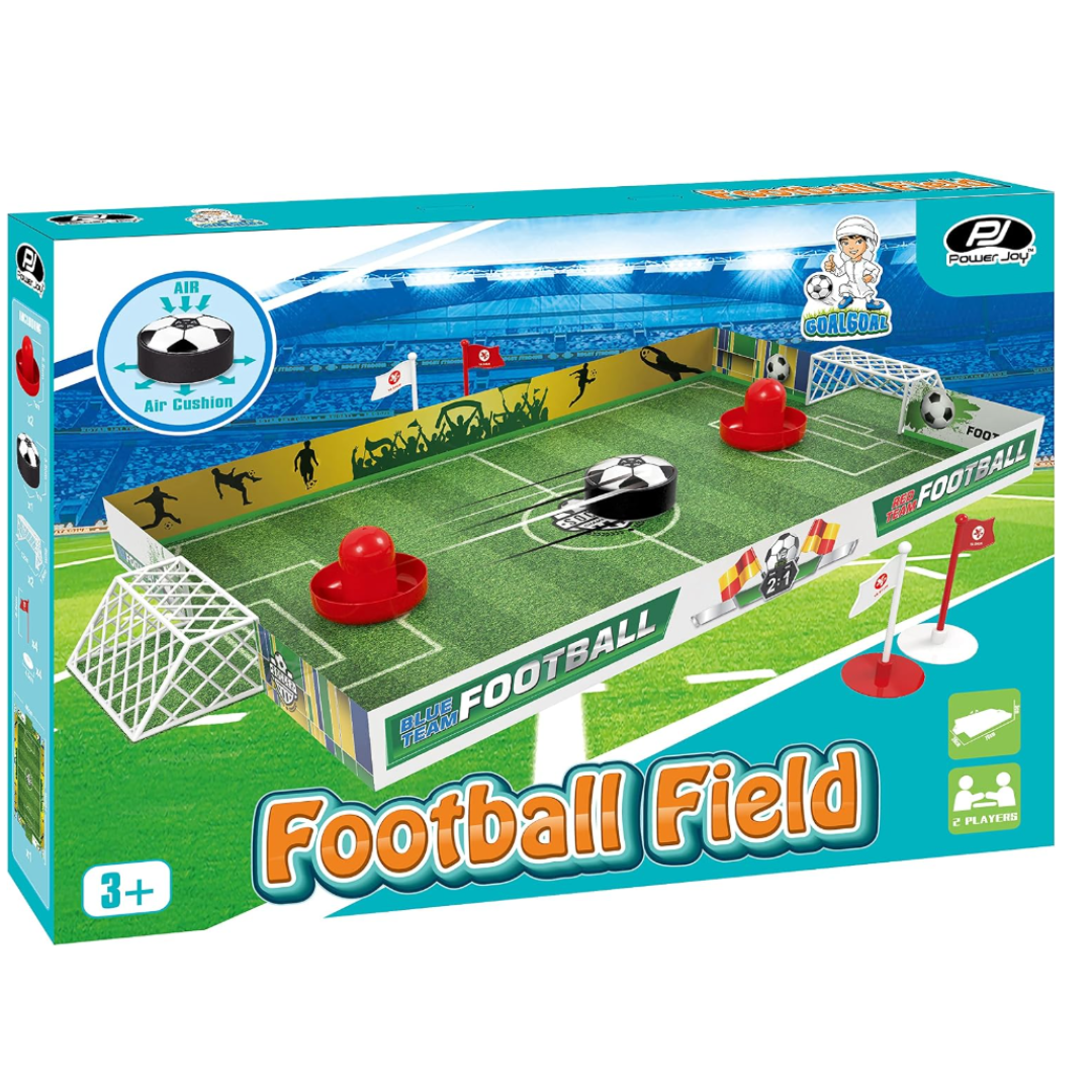 Power Joy Tabletop Hover Soccer Football Field Game Set - Air Cushion Floating Football Board Game with Goal Posts & Pushers for Kids (2 Players)