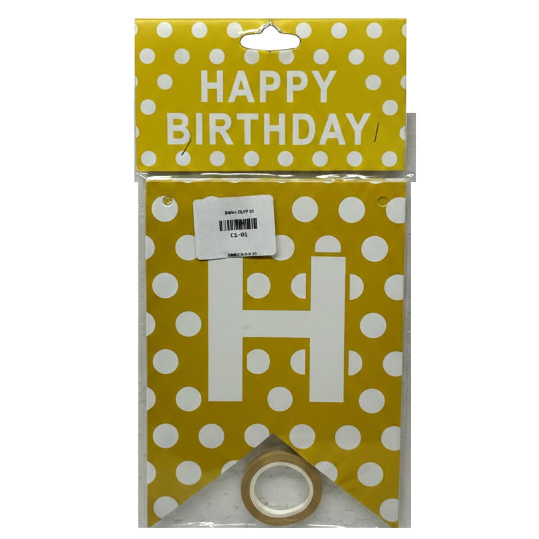 Premium "Happy Birthday" Bunting Banner – Polka Dot & Rainbow Gradient Hanging Party Garland with Ribbon