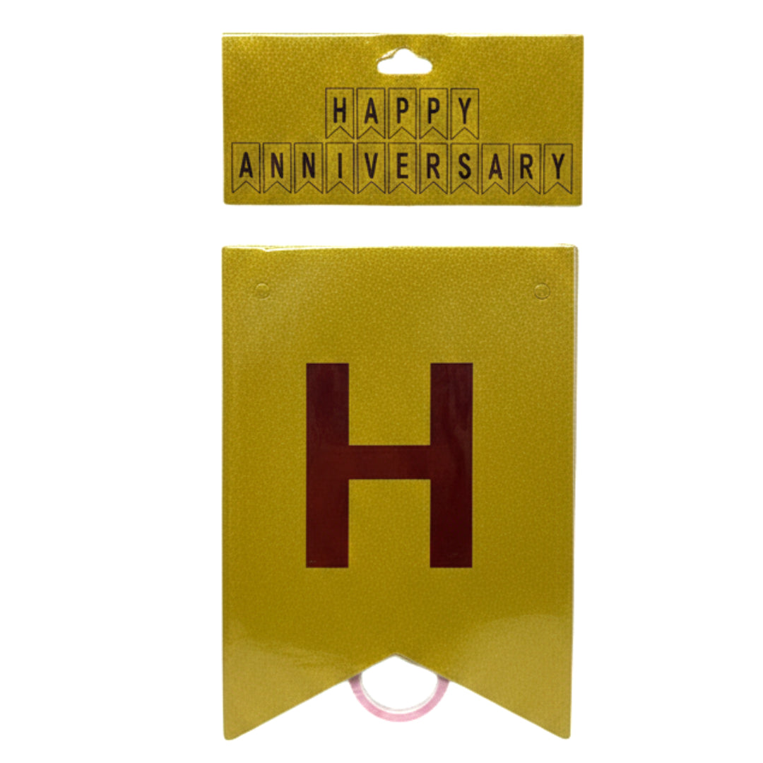 Happy Anniversary Bunting Banner - Elegant Foil Letter Party Decorations for Wedding, Anniversary, & Relationship Celebrations