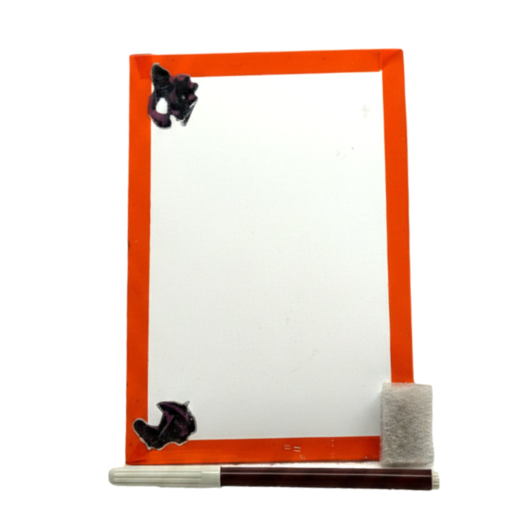 Mini Magnetic Desktop Whiteboard Set – Portable Small Dry Erase Board with Orange Frame, Marker, and Eraser for Home Office & Kids’ Study