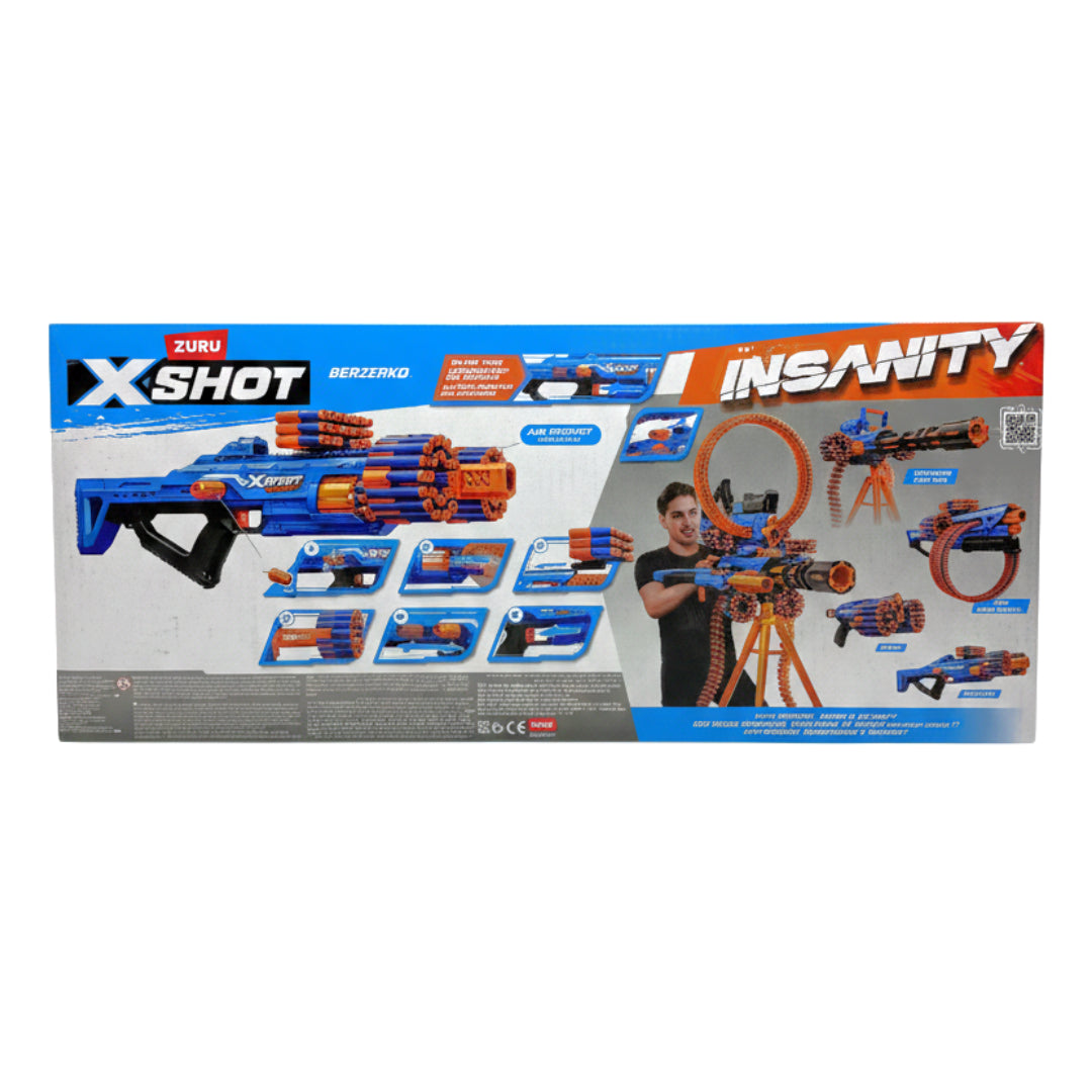 ZURU X-Shot Insanity Berzerko Foam Dart Blaster – Includes 48 Air Pocket Technology Darts, Modular Storage & 8-Dart Rotating Barrel