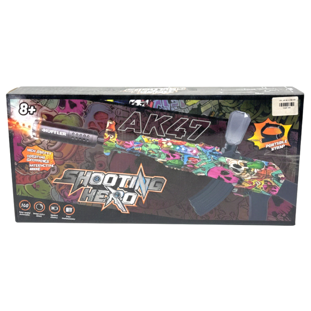 Electric Gel Ball Blaster AK-47 Toy Gun – Automatic Rechargeable Splatter Ball Gun with Water Beads, Silencer, and Battery Pack – Outdoor Combat Game