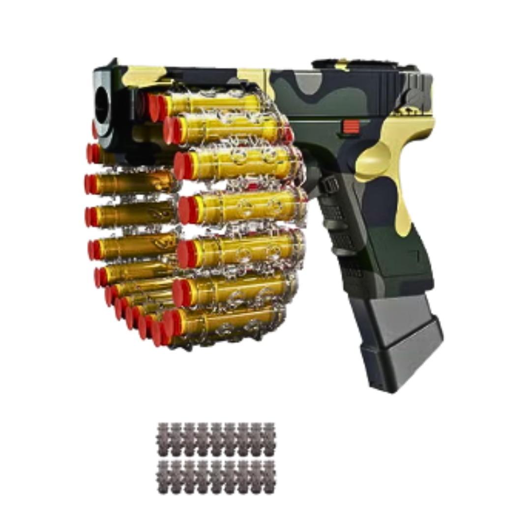 Tactical Block Toy Pistol β Safe Foam Bullet Blaster with Removable Ammo Belt