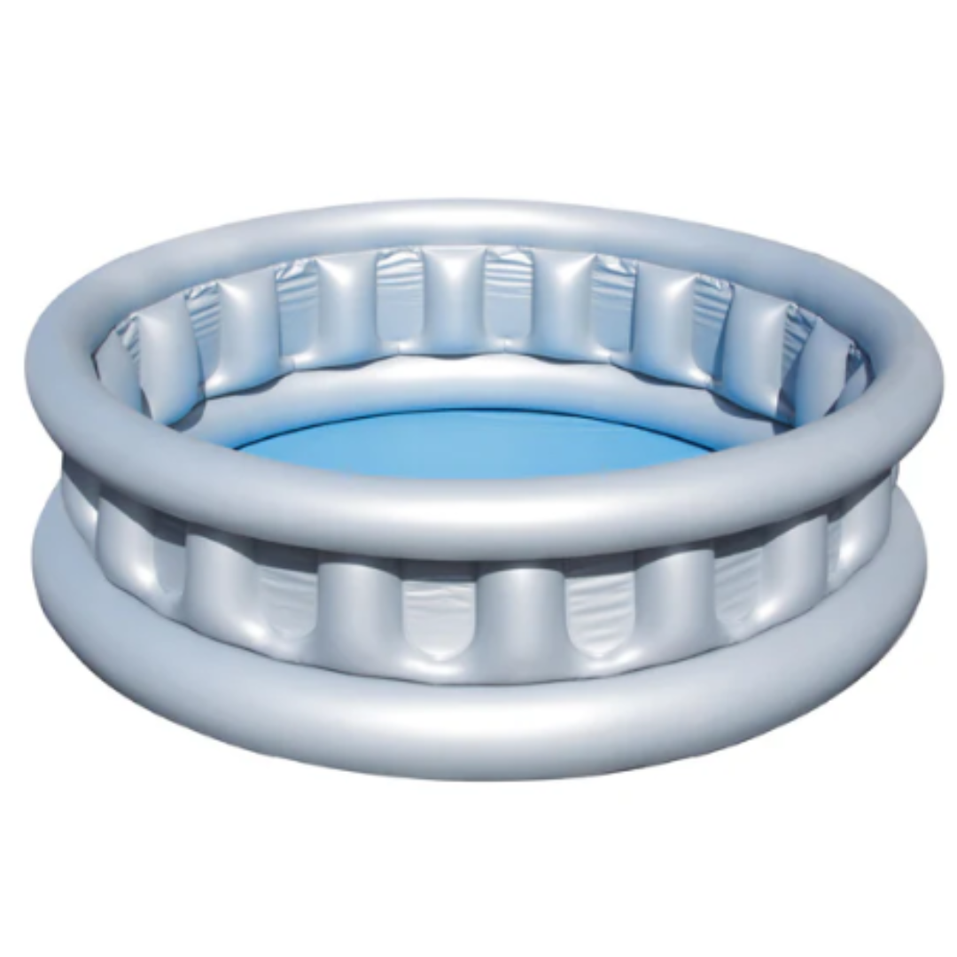 Bestway Inflatable Spaceship Play Pool – Metallic Silver UFO Style Round Backyard Wading & Paddling Swimming Pool for Kids Ages 3+