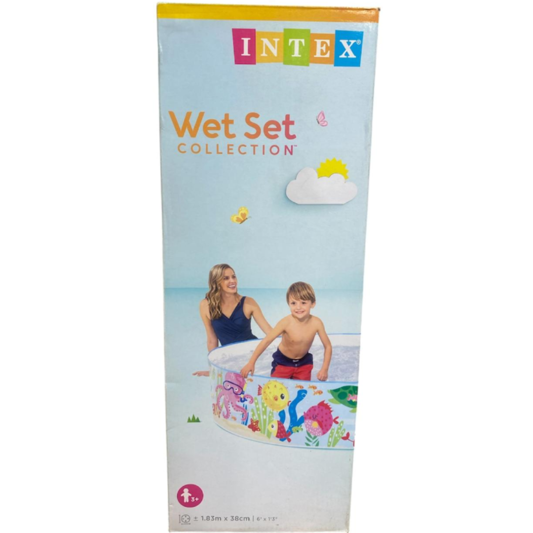 Intex Inflatable-Free Snapset Kiddie Pool – Wet Set Collection Ocean Reef Transparent Side Wall Hard-Plastic Wading Splash Pool for Kids Ages 3+