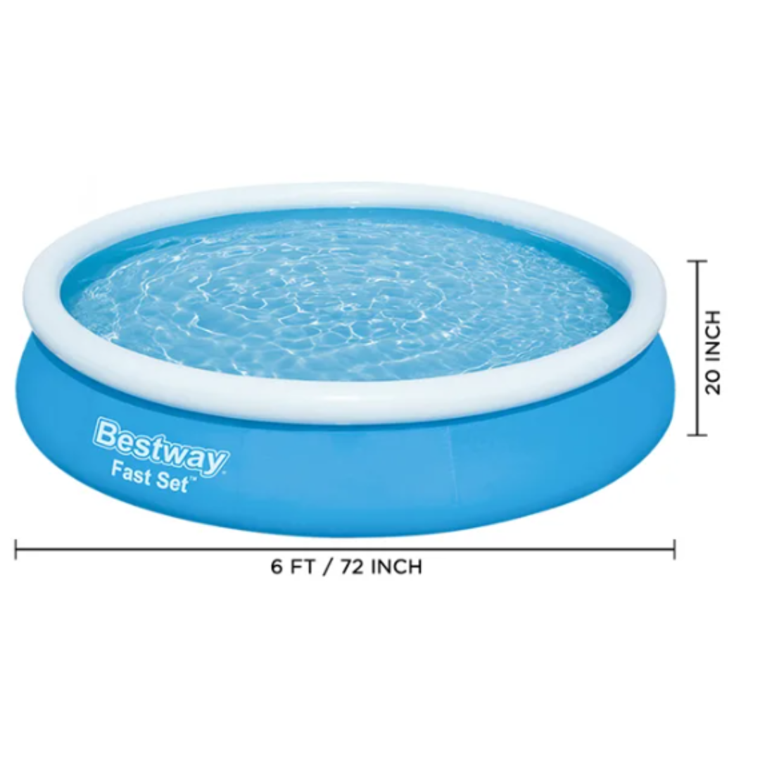 Bestway Fast Set Inflatable Top Ring Pool Above Ground Family Splash Wading Pool with Water Capacity
