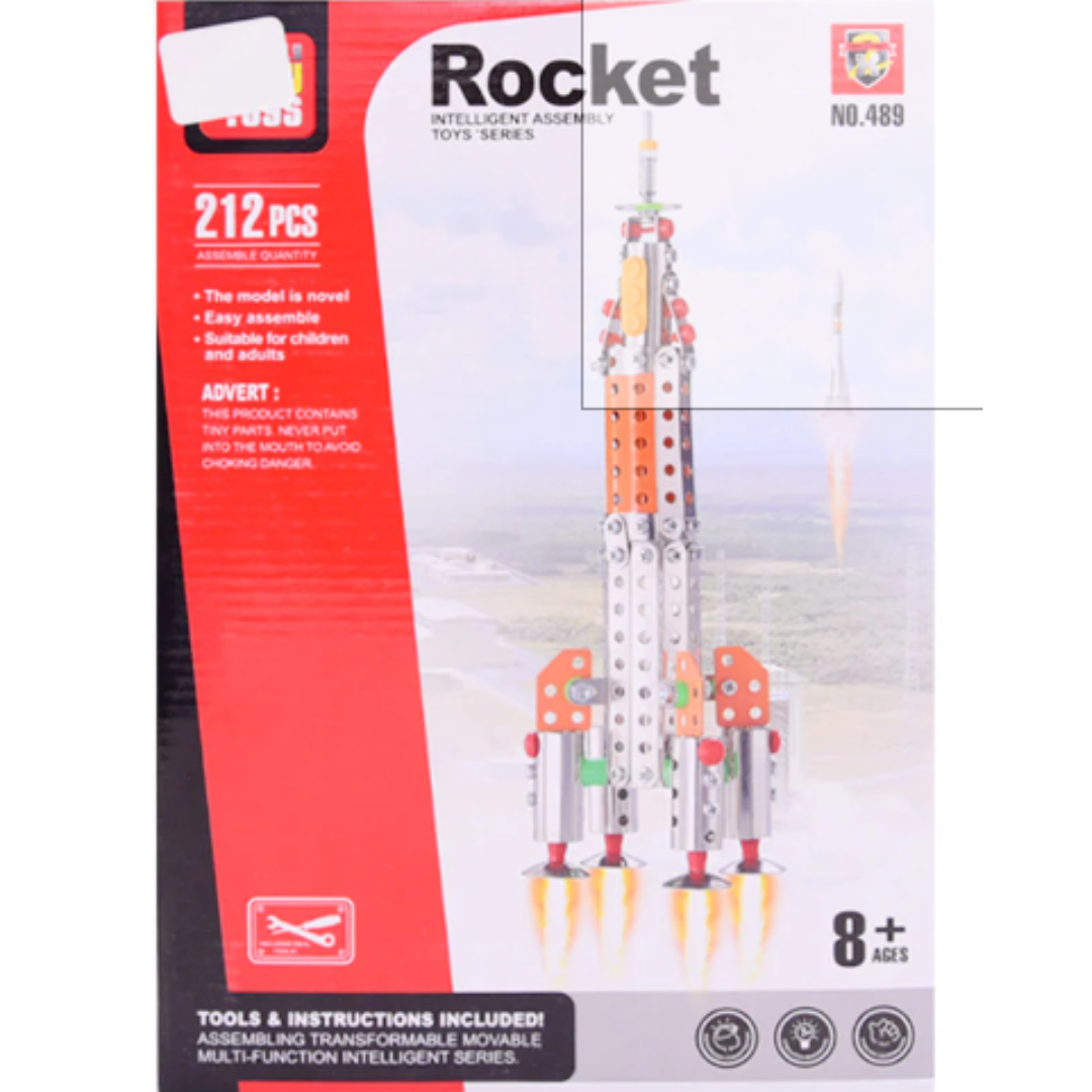 Metal Alloy Rocket Intelligent Assembly Toy Building Kit – 212 Pieces DIY Space Shuttle STEM Model Set with Real Tools, Die-Cast Metal Sheets, and Screws for Kids & Adults (Ages 8+