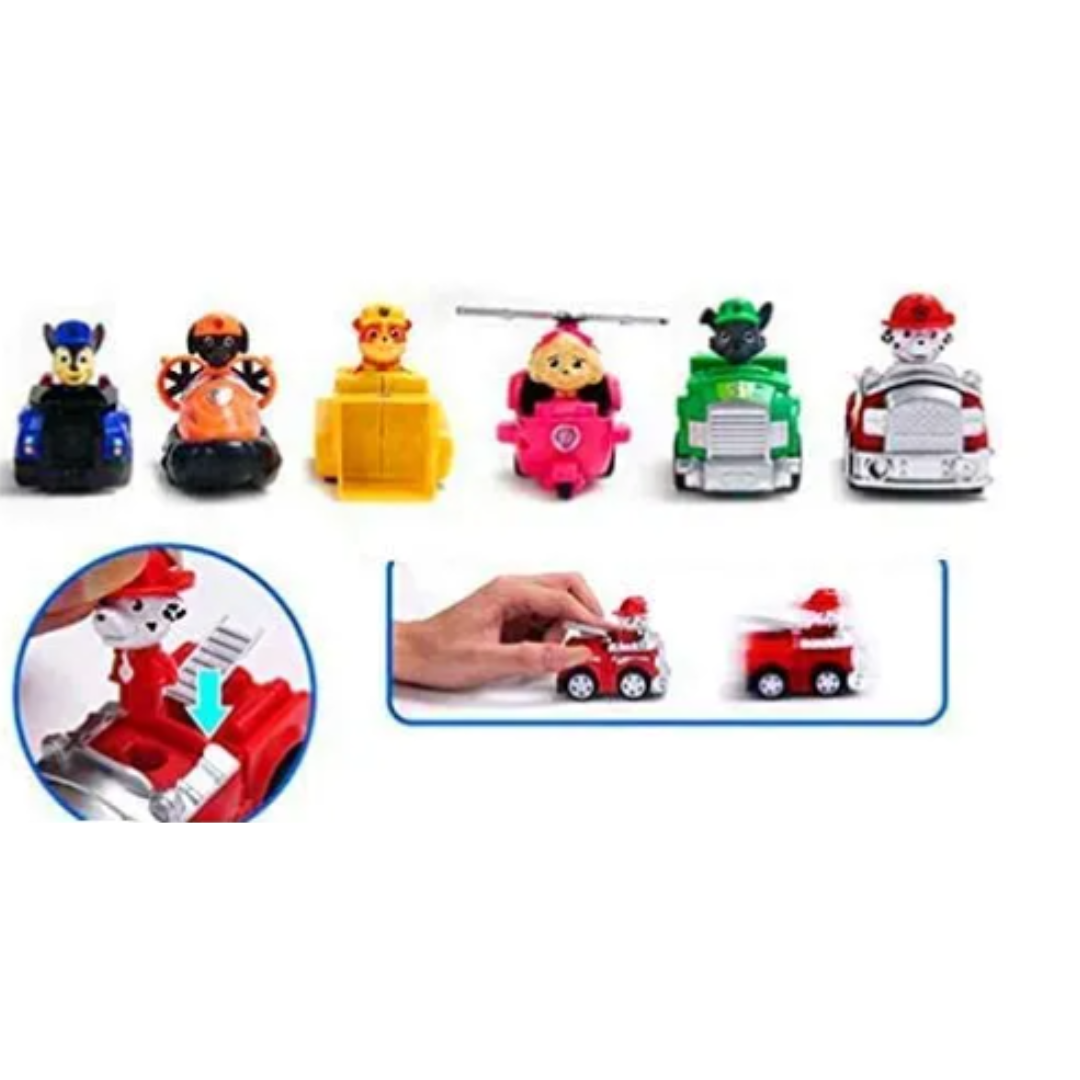 Kids Mini Dog Patrol Pull-Back Car Toy Set