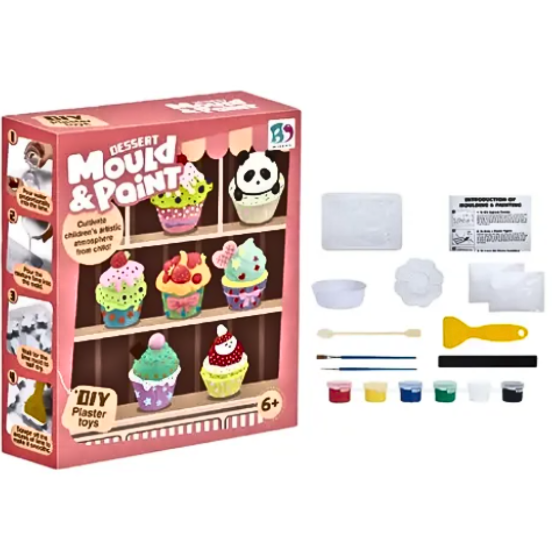 Mould & Paint Your Own Cupcake Treats - DIY Plaster Toy Kit with Paints
