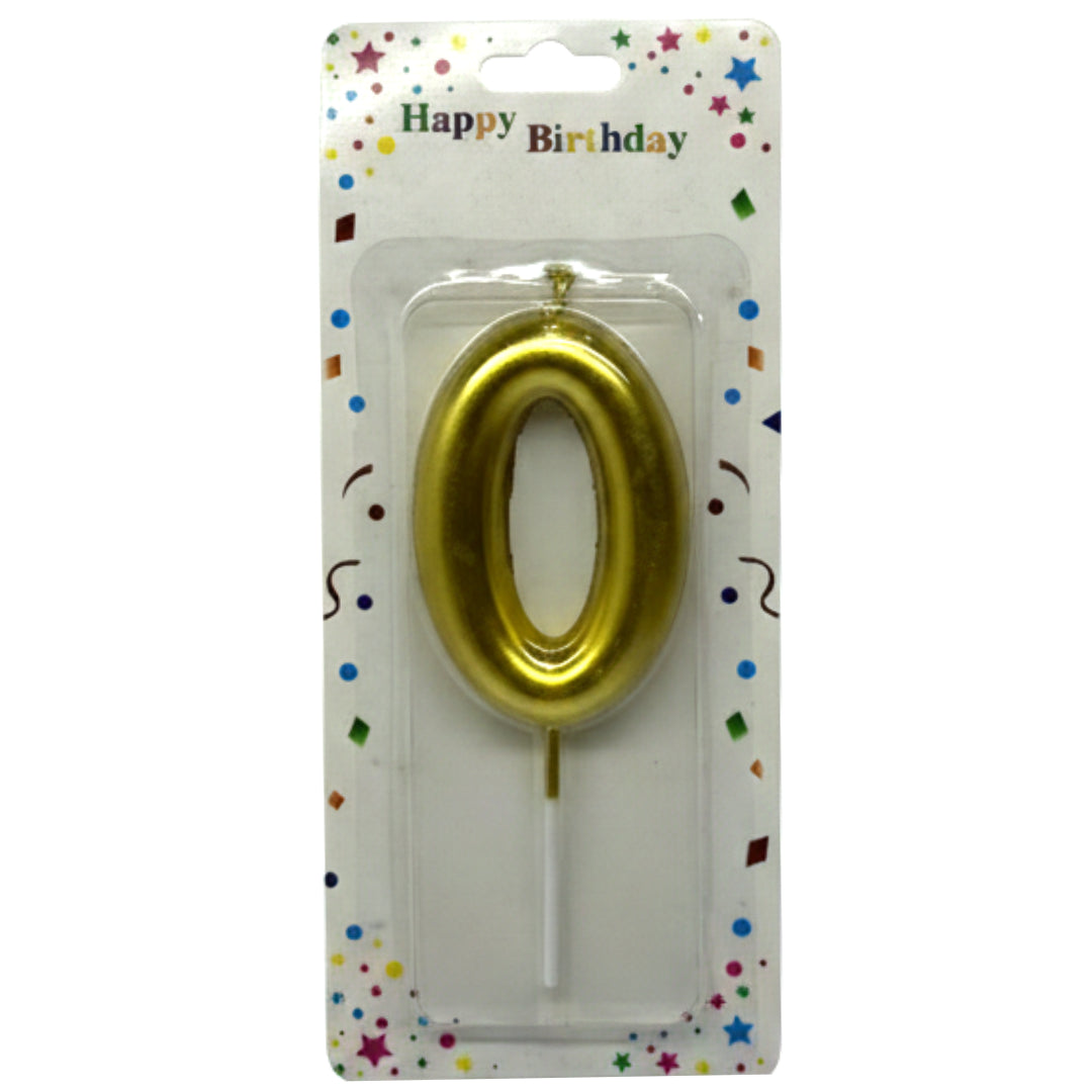 Metallic Gold & Silver Number 0 Birthday Candle Set - Elegant Cake Topper for All Ages