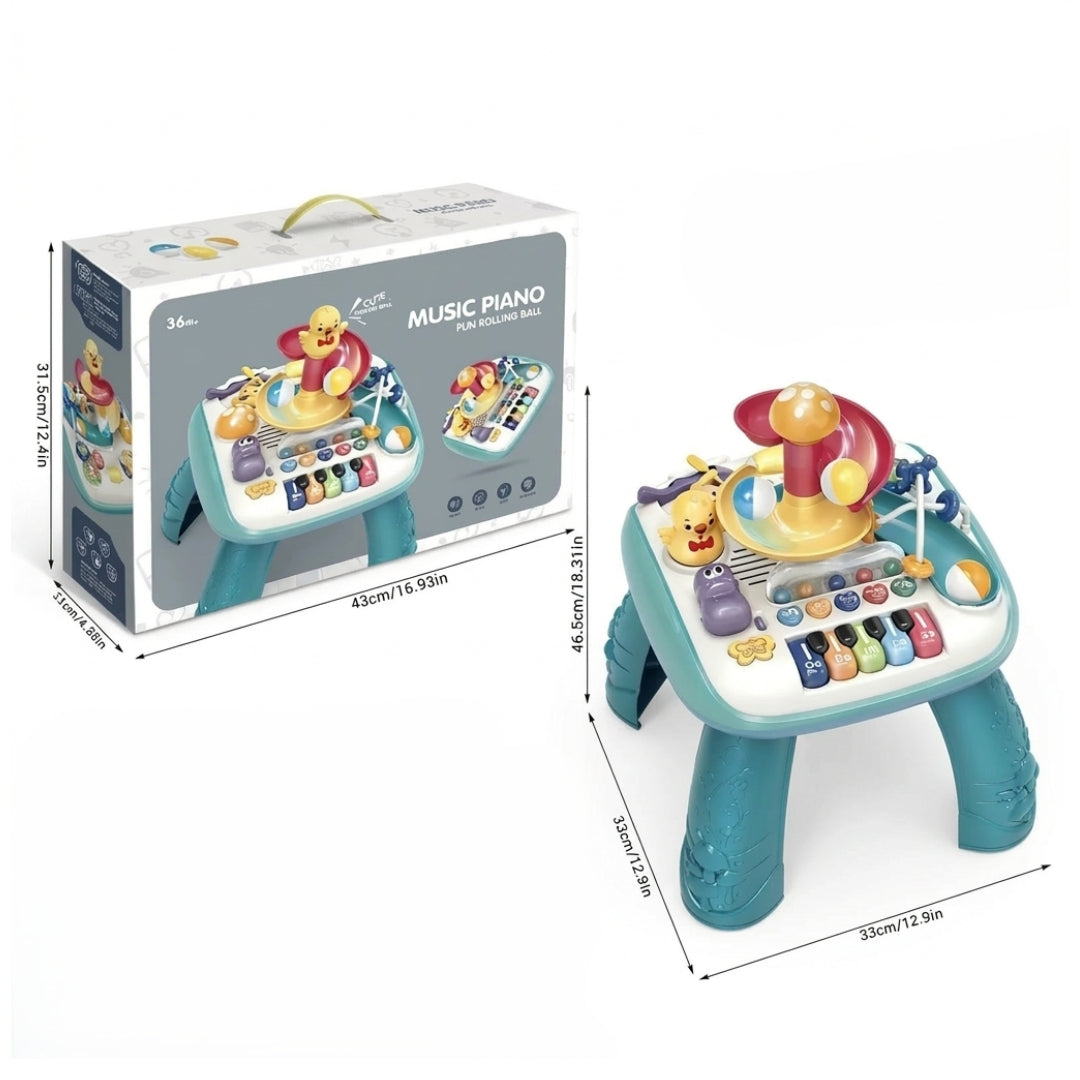 Interactive 2-in-1 Baby Activity Learning Table – Music Piano & Ball Drop Maze with Lights and Sounds