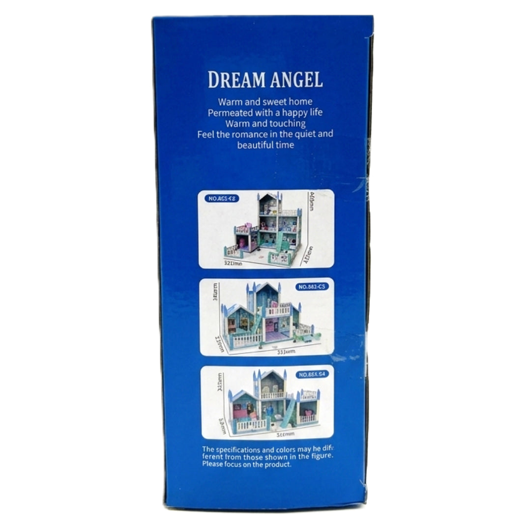Dreamy Blue 2-Story DIY Dollhouse Castle Playset – Interactive Luxury Villa with Furniture & Accessories