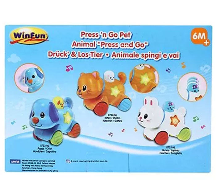 Winfun Press N Go Pet Infant Toy | Sounds & Lights (6M+)