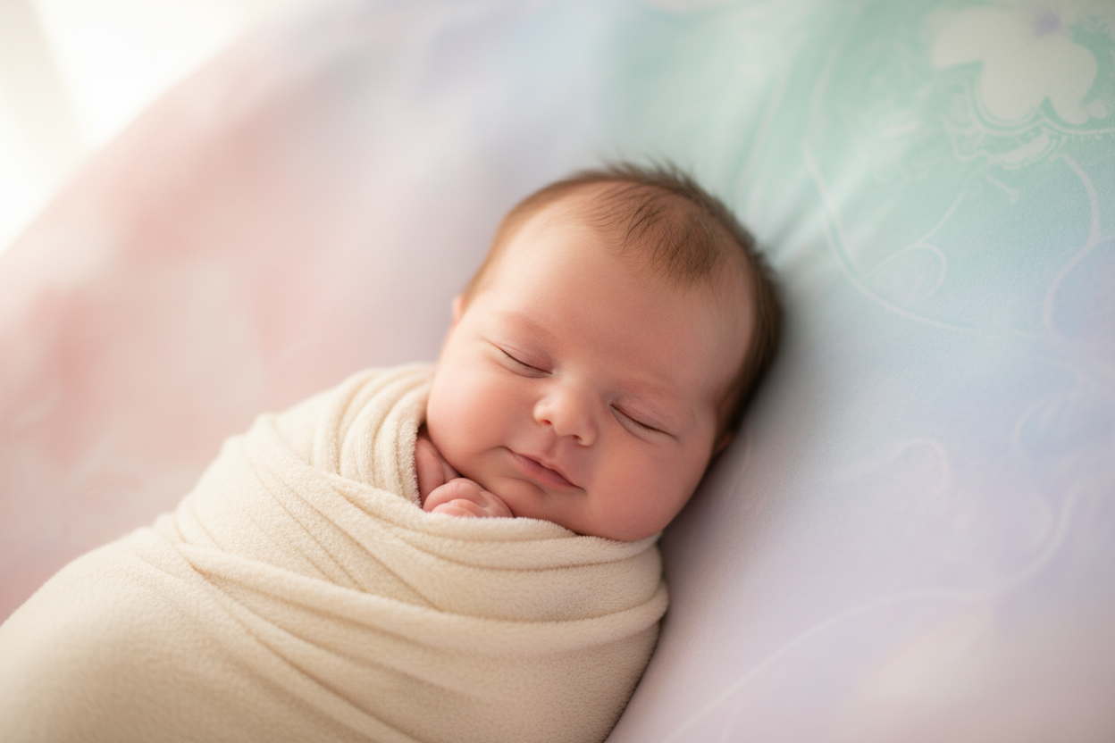 A baby in pastel background