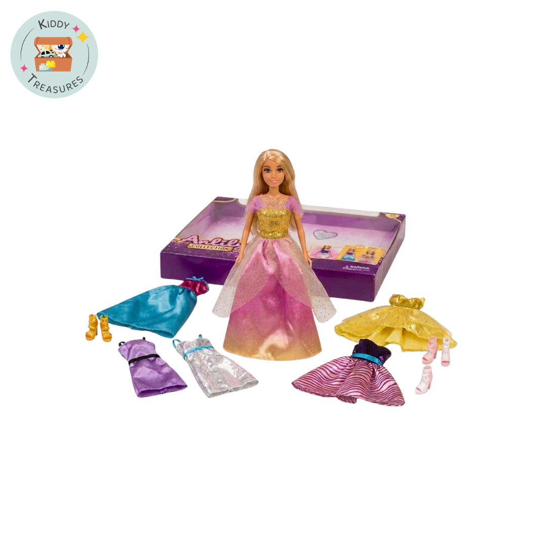 Princess Doll Fashion Set with Multiple Dresses (Ages 3+) - Kiddy Treasures