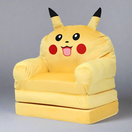 Pikachu-Inspired Yellow Kids Sofa Chair – Soft Plush 3-Layer Seat