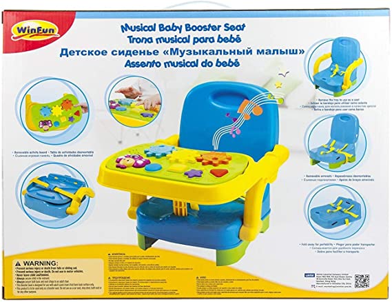 WinFun Musical Baby Booster Seat – Portable 2-in-1 Infant Activity Chair