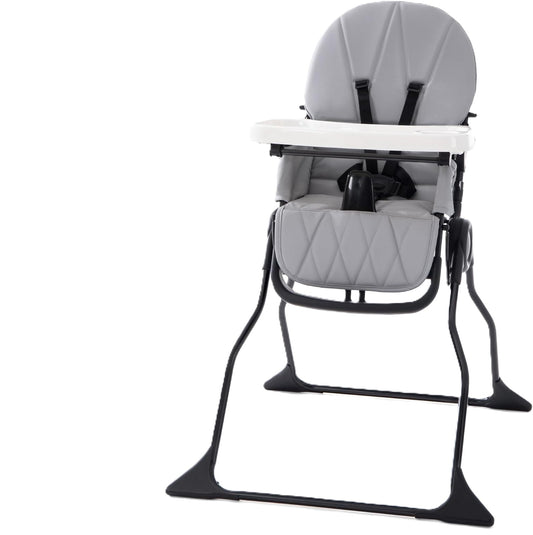 Modern Foldable Baby High Chair with Adjustable Tray and Quilted Comfort Seat