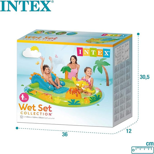 Intex Dinosaur Play Center Inflatable Pool – Wet Set Collection™ Toddler Water Park with Slide & Dino Sprayer – Ages 2+