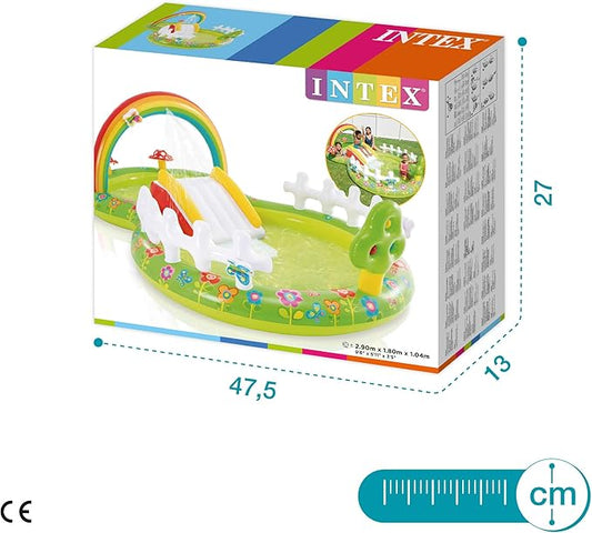 Intex My Garden Inflatable Play Center – Wet Set Collection™ Outdoor Toddler Water Park with Slide & Rainbow Sprayer – Ages 2+