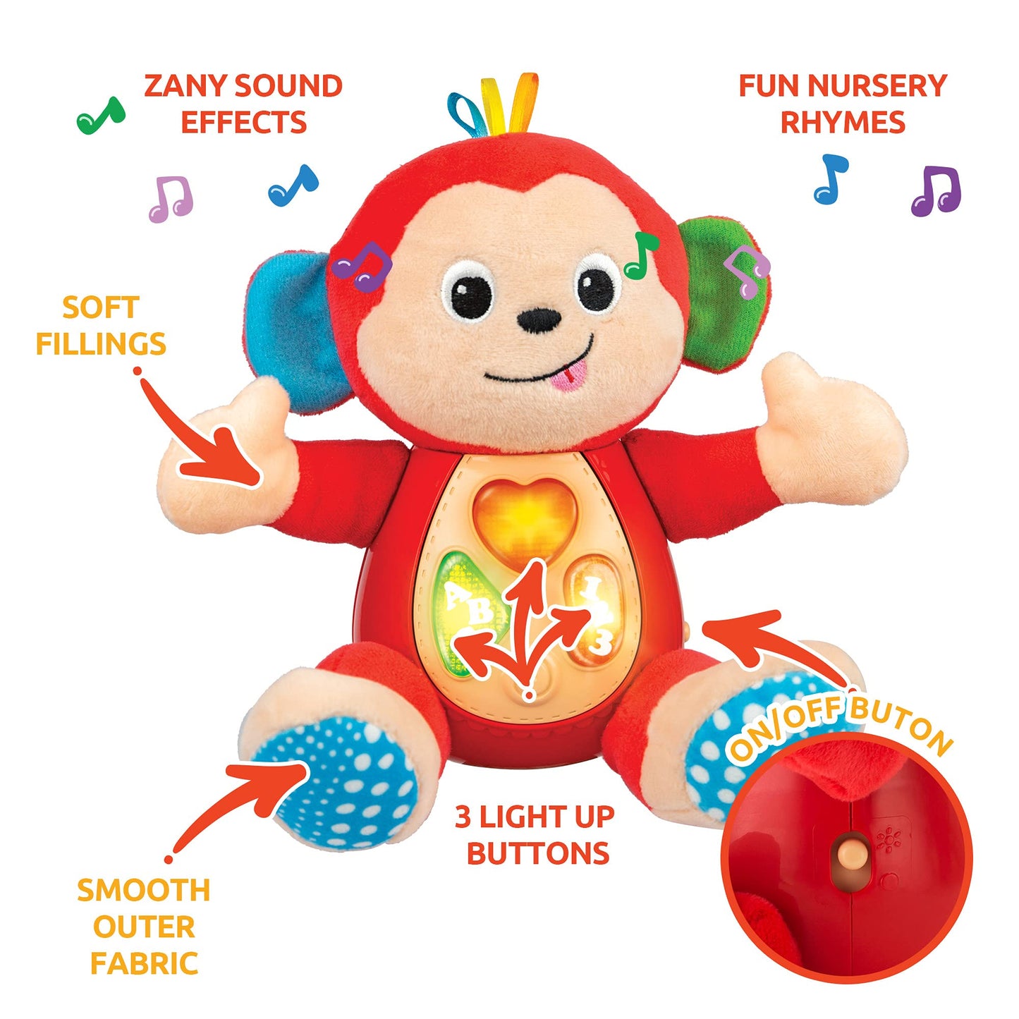 WinFun Sing 'N Learn With Me Monkey – Educational Plush Toy for Babies 3M+