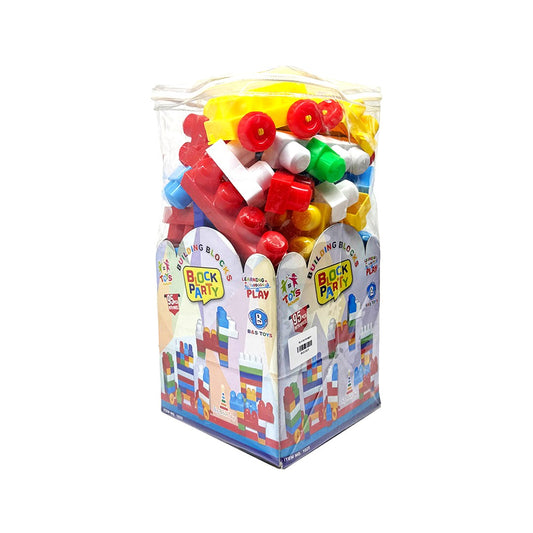 Block Party 95-Piece Educational Building Blocks Set with Wheels – Colorful STEM Construction Toy for Toddlers & Preschoolers in Reusable Travel Bag