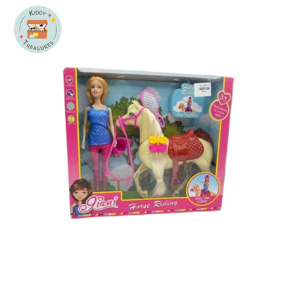 Doll Horse Riding Playset with Saddle, Reins & Brush (Ages 3+)