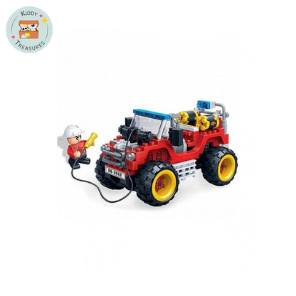 Fire Rescue Jeep Building Blocks Set with Firefighter Figures (Ages 6+)
