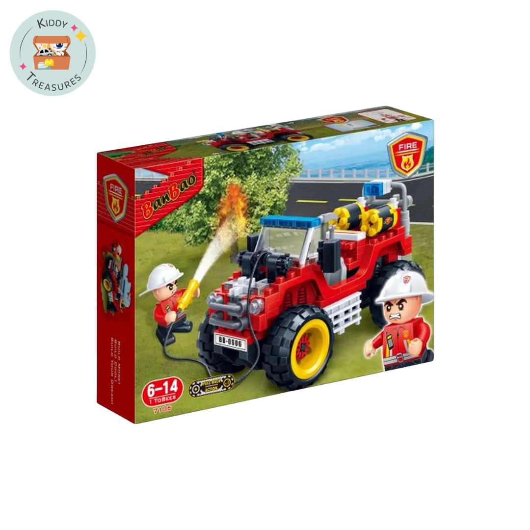 Fire Rescue Jeep Building Blocks Set with Firefighter Figures (Ages 6+)