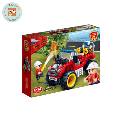 Fire Rescue Jeep Building Blocks Set with Firefighter Figures (Ages 6+)
