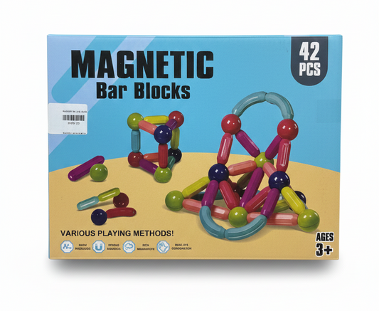 42-Piece Magnetic Bar Blocks Building Set – STEM Learning & Educational 3D Construction Toy for Kids