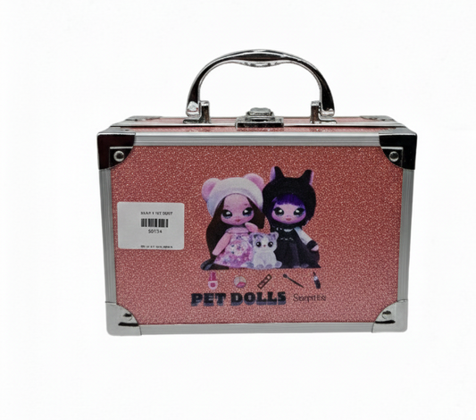Pet Dolls Surprise: Pink Glitter Portable Makeup Vanity Case
