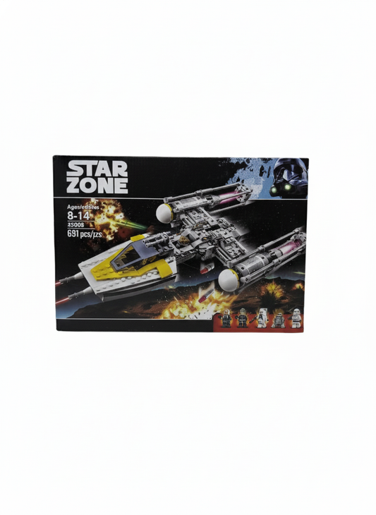Star Zone Rebel Y-Wing Starfighter Building Block Set - 691 Pieces - Sci-Fi Space Bomber Model