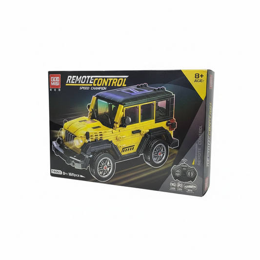 Remote Control Speed Champion Off-Road Jeep Building Block Set (821 Pieces) – 2.4GHz RC Yellow SUV Vehicle – Model T4053