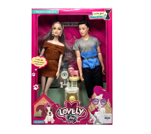 Lovely Fashion Doll Couple Play Set with Pet Dog & Accessories – 11.5-Inch Posable Dolls for Kids Ages 3+