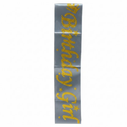 Glitter Birthday Girl Slash – Premium Satin Party Ribbon for Girls & Women – Elegant Birthday Party Supplies & Decorations (Available in Blue, Silver, and Black)