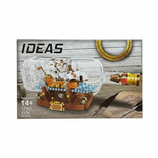 Nautical Ship in a Bottle Building Set - 1,078 Piece Expert Model Kit - Creative Display Decor for Adults
