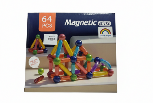 64-Piece Magnetic Sticks & Balls Building Set – STEM Educational Construction Toy for Kids