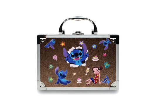 Disney Lilo & Stitch Kids' Mini Hard-Shell Carry Case - Brown Glitter Vanity Box with Metal Trim