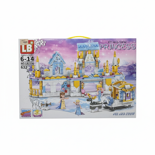 Ice and Snow Princess Enchanted Winter Castle Building Set (632 Pieces) – Frozen-Themed Magical Palace with Sleigh & Mini-Dolls – Model LB2106
