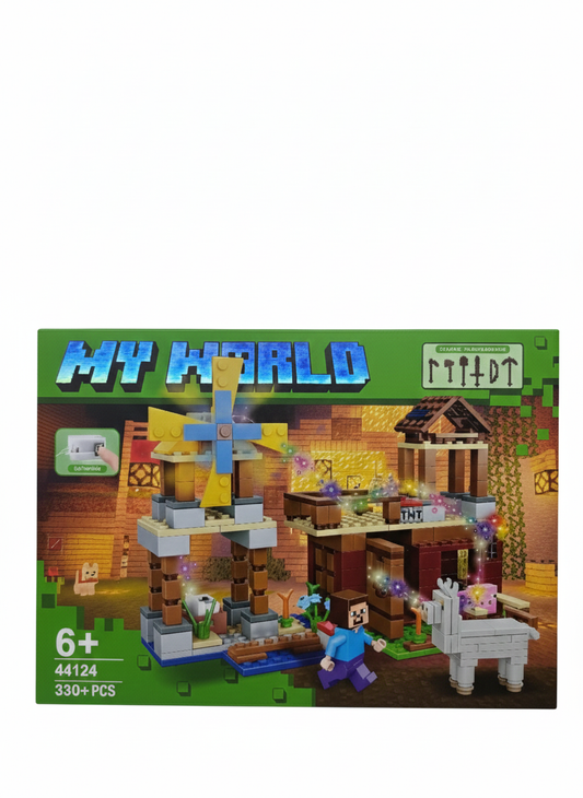 My World Crafting Village Building Block Set – 330+ Pieces – Windmill & Farmhouse Creative Playset for Kids 6+