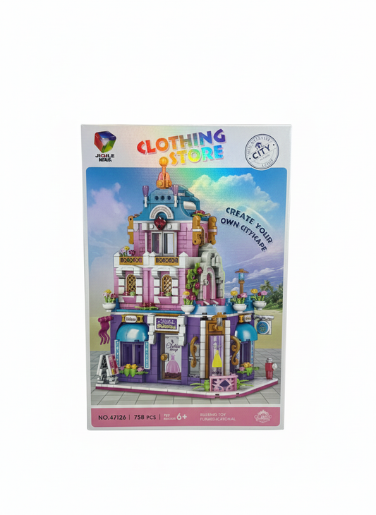 758-Piece City Series Clothing Store Building Blocks Set – Creative 3D Architecture Toy for Girls & Boys