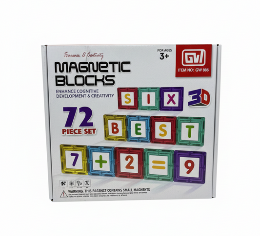 72-Piece Magnetic Building Blocks Set – Educational 3D STEM Toy for Kids