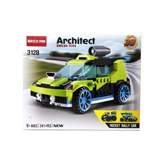 Architect  Rocket Rally Car 30-in-1 Building Set (241+ Pieces) – Lime Green Creator Style Construction Toy