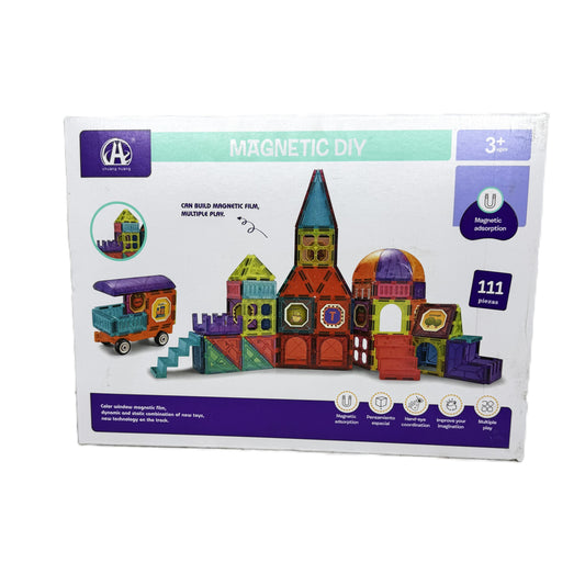 111-Piece Magnetic Tiles Building Set - DIY STEM Construction Toy