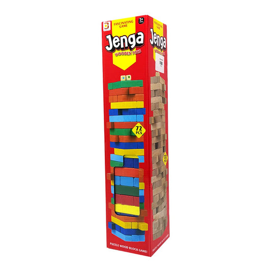 Jenga 72 Pcs Wooden Stacking Blocks Game | Colorful Tower Family Fun