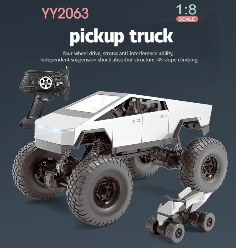 1.24 Scale Alloy Cyber Truck with Bike RC Model: Dual Vehicle Remote Control Fun!